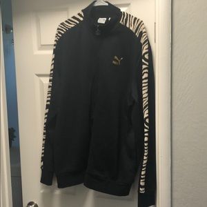 Zebra print zip up hoodie